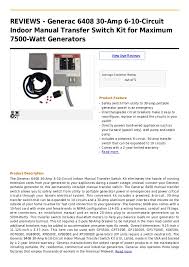 We did not find results for: Generac 6408 30 Amp 6 10 Circuit Indoor Manual Transfer Switch Kit Fo