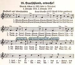 Ein heil der deutschen arbeit, voran die fahne rot, das hakenkreuz muß siegen vom freiheitslicht umloht es kämpft die deutsche jugend für eine neue zeit, |: Ns Lehrerbund Songbook Wir Tragen Deine Fahnen