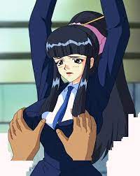 agatha (kamyla), kamyla, animated, animated gif, screencap, 1girl, black  hair, breasts, hime cut, large breasts, long hair, pink ribbon, police,  police uniform, policewoman, ponytail, ribbon, uniform - Image View - |  Gelbooru -