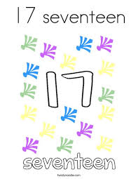 Free online smallest number 17 printable coloring worksheet for young kids, kindergarten, tooddler to print and color. 17 Seventeen Coloring Page Twisty Noodle