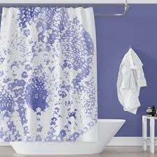 boho periwinkle violet blue watercolor bathroom decor lace print printed shower curtain designer shower curtains