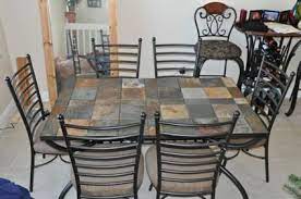 This small dining table is an asian wood pedestal curved legs finish is beautiful. Slate Top Dining Table And Chairs Off 50