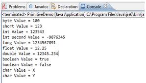 Java Primitive Data Type W3resource