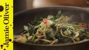 Cooking the stems with onions, garlic, carrots, and celery in the beginning and then finishing the soup with handfuls of the wilted leaves. Jamie Oliver S Perfect Greens To Go With His Perfect Steak Youtube