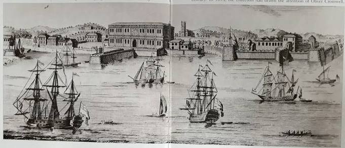 Bombay Harbour with Customs House and sailing ships