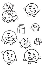 Cooky is a pink bunny with a right ear. 8 Ide Bt21 Buku Mewarnai Sketsa Kartu Lucu