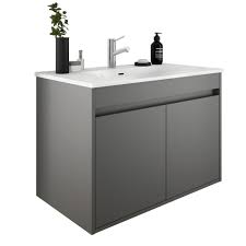 Man kann somit für jedes bad eine ideale lösung finden: Salgar Eco Noja Set Unterschrank Keramikwaschtisch Matt Grau 60 80cm Bad Elegant