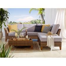 Birch Lane Patio Furniture Felton 5 Piece Sectional Set With Cushions Reviews Birch Lane Outdoor Sofa Sets Traditional Outdoor Furniture Furniture