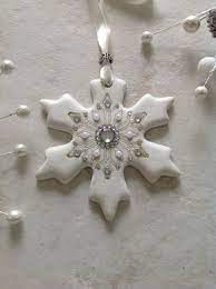 Polymer Clay Snowflake Ornament Etsy Diy Christmas Snowflakes Clay Christmas Decorations Polymer Clay Christmas