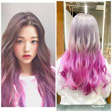 アイズワン ウォニョンヘアカラー ロングヘアグレージュに毛先ビビッドピンクカラー ロングヘア ヘアカラー ヘアカラー ブリーチ