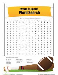 Sports Word Search Worksheet Education Com Worksheets For Kids Printables Free Kids Worksheets