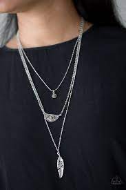 Sahara Sparrow Green Paparazzi Necklace Silver Feather Necklace Feather Pendant Necklace Feather Charm Necklace