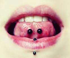 Tounge And Vertical Labret Venom Piercing Web Piercing Lip Piercing
