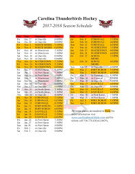 Thunderbirds Release Final Schedule Carolina Thunderbirds