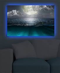 Galaxy light projector star projector skylight for bedroom ceiling, led starlights music sky light starry night light planetarium nebula cove projector for kids and adults black. Love This Ocean Moon At Night Led Canvas Wall Art On Zulily Zulilyfinds Wall Canvas Canvas Wall Art Wall Art