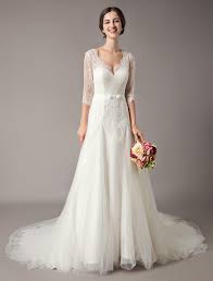 Hochzeitskleid brautkleid a linie corsagenkleid. Brautkleider 2021 A Linie Elfenbein V Ausschnitt Spitzen Tull Halbe Armel Brautkleid Mit Train Milanoo Com