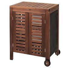 Applaro Klasen Charcoal Grill With Cart Cabinet Brown Stained Ikea In 2020 Storage Cabinet Ikea Staining Wood
