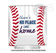 There S No Place Like Home Sports Baseball Shower Curtain Etsy Baseball Bathroom Baseball Shower Curtains Sports Bathroom