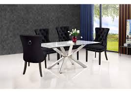 Modern dining chairs set of 2, dining room chairs with faux leather padded seat back in checkered pattern and sled chrome legs, kitchen chairs for dining room, kitchen, living room, white chairs. Juno Chrome Dining Table W 4 Black Chair Best Buy Furniture And Mattress