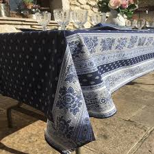 When the light shines through it, you notice the thinness, and soon, here and here, more holes. Rectangular Provence Cotton Tablecloth Bastide Blue And White Marat D Avignon Laboutiquedelea