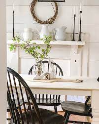 White Farmhouse Dining Room With Black Distressed Chairs Cozy Style Farmhouse Dining Room Table Farmhouse Dining Set Farmhouse Dining