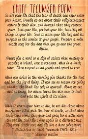 Chief Tecumseh Poem Live Your Life Tecumseh Poem Tecumseh Poems