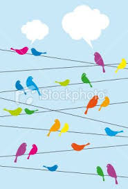 Birds Sitting On A Wire Painting Birds Sitting On Wire With Speech Bubbles Vector Background Vector Background Bird Drawings Drawings