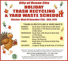 thanksgiving holiday trash and recycling pickup schedule