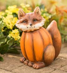 Our Fox In A Pumpkin Sculpture Is An Adorable Fall Themed Ceramic Decoration For Indoor Or Outdoor Display Donning A Pu Orange Fox Fox Decor Turtle Sculpture