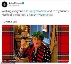 Rod Stewart Embraces His Scottish Roots As He Welcomes 2021 In A Tartan Hat And Plays Bagpipe Music Daily Mail Online