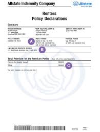 Please ensure that the form is acceptable in your jurisdiction before using it. Renters Insurance Policy Declarations Allstate