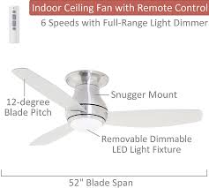 It's designed to fit perfectly with any modern decor with practical features you'll love. Luminance Kathy Ireland Home Curva Sky Led Indoor Ceiling Fan Kit 52 Inch Modern Lighting Fixture With Remote Control Low Profile Hugger Flush Mount Brushed Steel Amazon Com