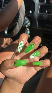 Alieny Green Green Acrylic Nails Green Nails Drip Nails