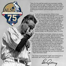 Lou gehrig surely wasn't the only person in yankee stadium who wiped away a tear on july 4, 1939. Lou Gehrig S Speech I Ll Never Forget Reading This It Reminds Us To Take Time To Look At Those We Have I Lou Gehrig New York Yankees Baseball Baseball Quotes