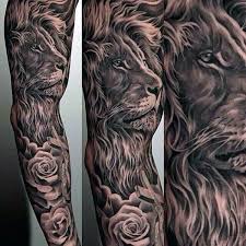 Top 63 Lion Sleeve Tattoo Ideas 2021 Inspiration Guide Men Flower Tattoo Sleeve Tattoos Lion Tattoo Sleeves