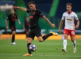 It's predominantly dark blue with red logos. Club Atletico De Madrid Web Oficial Champions League Campaign Comes To An End In Lisbon