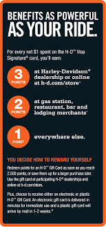 No annual fee, no apr for 12 months + 20,000 bonus miles for any airline! H D Visa Card Zylstra Harley Davidson
