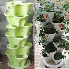 Common plant pot materials include metal, wood, plastic, concrete and another stoneware such as ceramics. Stackable Planter Pots Garden Outdoor Strawberry Herb Flower Vegetable Vertical Gardening 3 Grids Shopee Malaysia