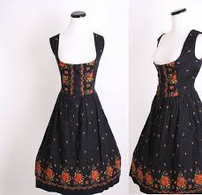 German Dirndl Dress Plus Size Black Dress Orange Dress Mad Men Dress 1950s Dress German German Dress Dirndl Plus Size Black Dresses German Dress