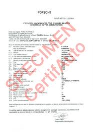 Certificat De Conformite Certifauto Porsche Certifauto Certificat De Conformite Europeen Auto Moto