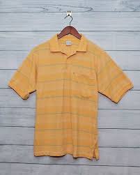 Haband Mens Short Sleeve Golf Polo Shirt Striped Yellow