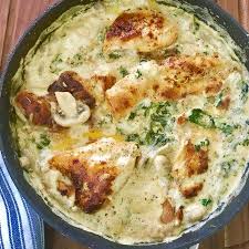 Creamy Spinach And Mushrooms Chicken Mediterranean Latin Love Affair Recipe Creamy Spinach Mushroom Chicken Spinach Stuffed Mushrooms