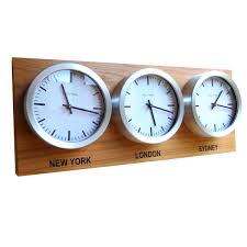 Thank you world time zone. Roco Verre Oak Custom Triple Dial Time Zone Wall Clocks Uk