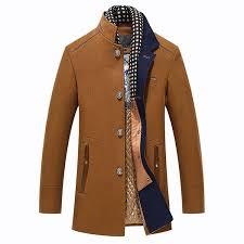 معطف الصوف الأنيق ذو وشاح للرجال لون كاكي أزرق غامق أسود مقاس S M L Xl 2xl الآن بسعر 79 99 خصم 55 ت Casual Winter Coat Trench Coat Men Mens Wool Coats