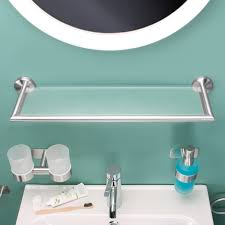 Steel glass uk ltd, warrington, england. Bremermann Piazza Bathroom Range Glass Shelf Matte Stainless Steel And Glass