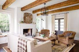 Arredamento Country Soggiorno Travi Vista Soggiorno In Stile Rustico Interni Casa Arredamento