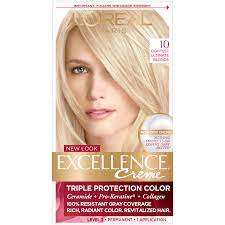 L Oreal Paris Excellence Creme Permanent Triple Protection Hair Color 10 Lightest Ultimate Blonde 1 Kit Walmart Com Grey Hair Coverage Permanent Hair Color Loreal Hair Color