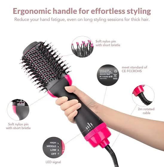 Hot Air Brush – 4-in-1 Hair Dryer, Straightener & Curler | Salon Styler in Pakistan - NovaStore.pk