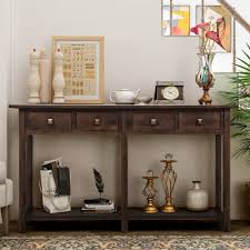 Yaheetech industiral console table with drawers, sofa table narrow console table for entryway/living room, entry table with 2 tiers open shelves, rustic brown 4.7 out of 5 stars 10 $147.99 $ 147. Jumper 59 Console Table Rustic Entryway Table Solid Wood Storage Console Table With Two Storage Drawers And Bottom Shelf For Living Room Espresso Walmart Com Walmart Com