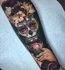 Maybe you would like to learn more about one of these? Flowery Day Of The Dead Forearm Piece